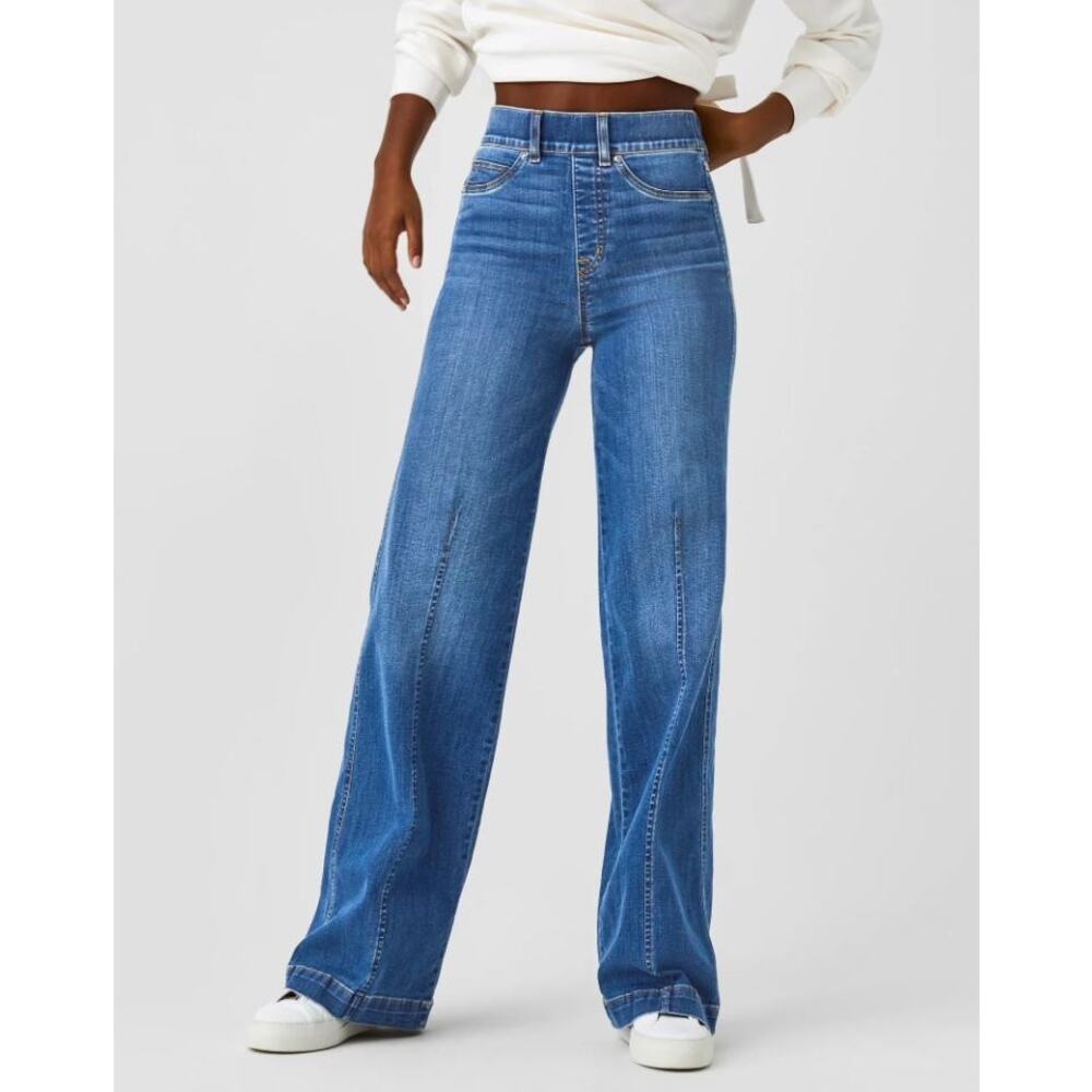 NWT! Spanx Front Seam Wide Leg Jean Vintage Indigo Medium